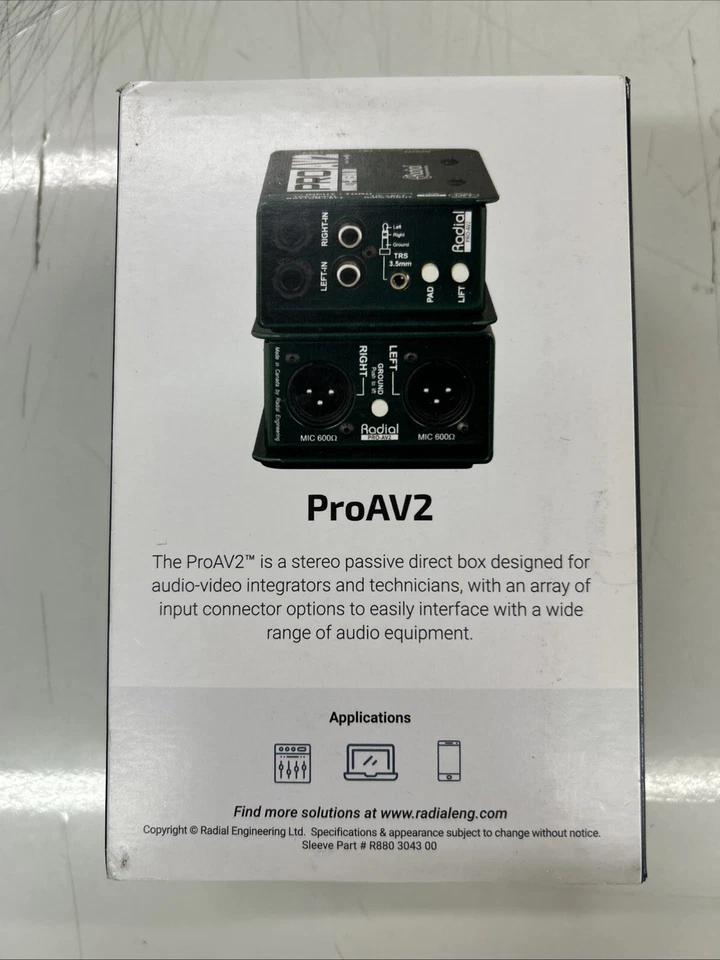 Radial ProAv2 PRO AV2 Passive Stereo Multimedia DI with RCA 3.5mm, XLR - Image 2 of 2