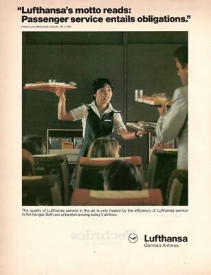 Lufthansa Airlines Germany Advertisement 1 Page 1978 Onboard Service