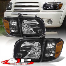 Black Amber Oe Style Head Lights Lamps Set For 2005-2007 Toyota Tundra Sequoia