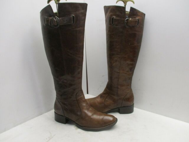 Born Brown Leather Zip Knee High Riding Boots Womens Size 6 M/W Style W61721