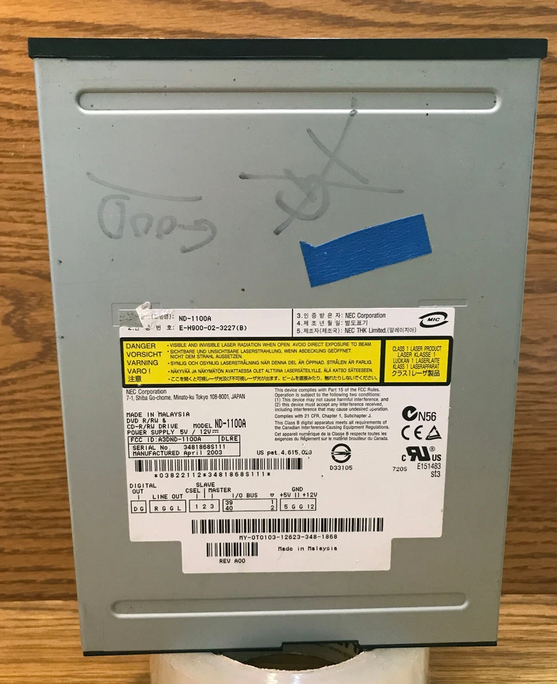 UNIDAD DVD/CD-RW ND-1100A MODELO NEC DE COLECCIÓN -ABRIL 2003 Foto 2 de 4