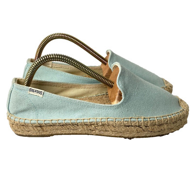 Soludos Espadrilles Flat Womens 7 Pale Blue Smoking Slipper Slip On Shoes Canvas