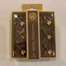 U Brands Metal Arrow Shaped Push Pins - Set of 9