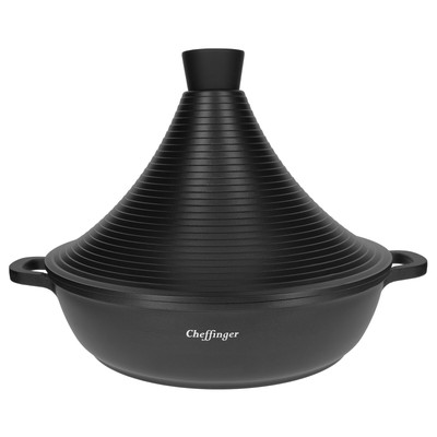 Cheffinger, Tajine-Topf 28 cm mit Marmorbeschichtung und Soft-Touch-Griffen