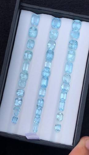 38.10ct Natural AQUAMARINE Lot Excellent Color and Lustre from Nigeria UNTREATED - Picture 5 of 6