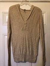 Michael Stars sweater hoodie henley oatmeal EUC size One S-M