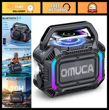 100W Waterproof Bluetooth Speakers, Portable with Bass  RGB Light, 20H Playtime