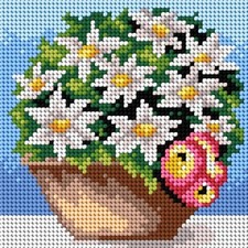 Orchidea Needlepoint canvas for halfstitch without yarn Basket of White Flowers