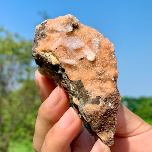 Zeolite arancione rara naturale 103G con esemplare minerale di apofillite - Foto 2 di 20