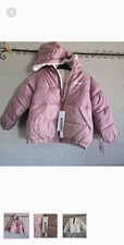 DKNY REVERSIBLE Girls Beige Puffer Jacket, Sherpa-Lined, Size 5/6