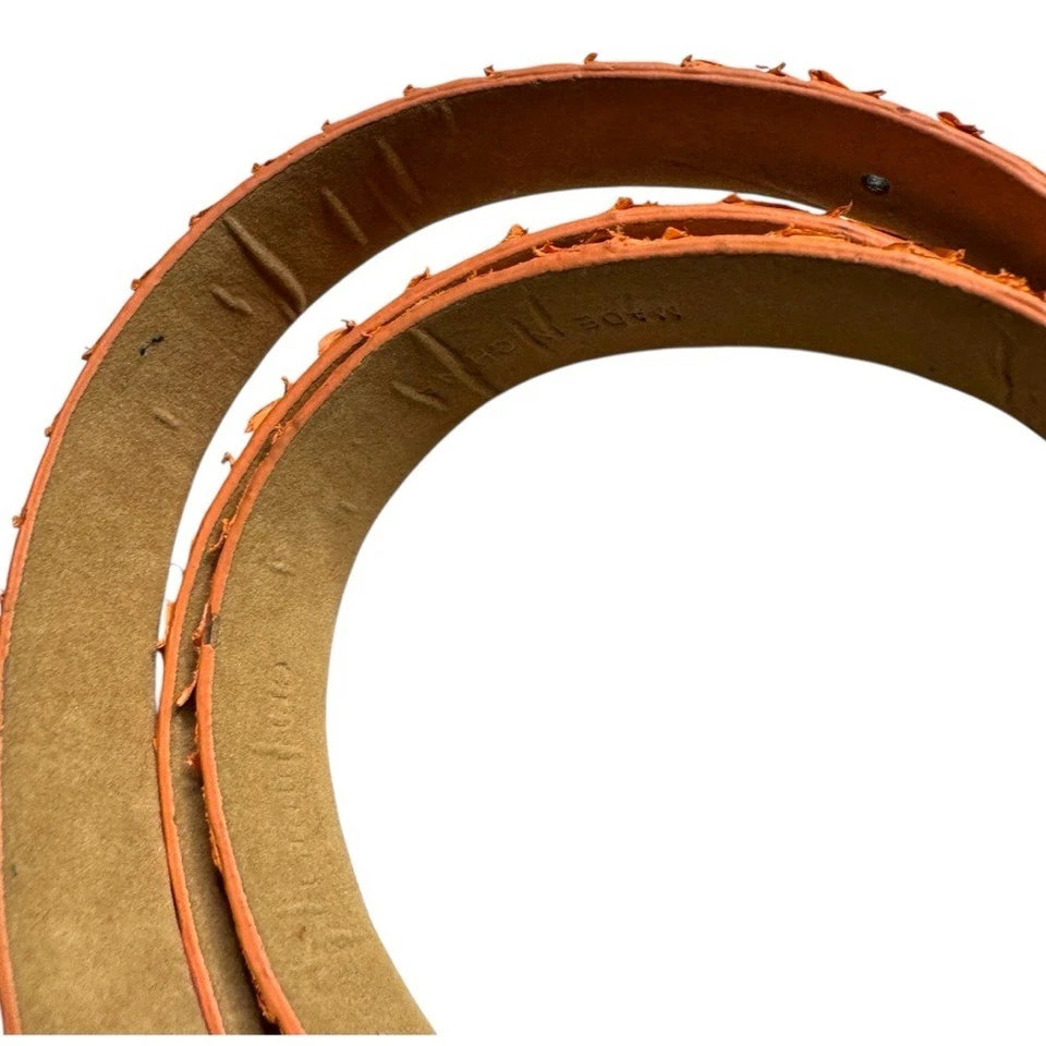 Cinturón vintage para mujer Ann Taylor de cuero piel de serpiente naranja con textura talla mediana Foto 4 de 4