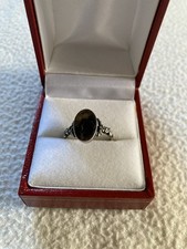 VERY ORNATE 925 SILVER BLUE JOHN STONE RING SIZE N/O BOXED DERBYSHIRE MINE