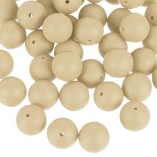 50Pcs 12mm Silicone Beads, Round Loose Rubber Bead for DIY Oatmeal Yellow