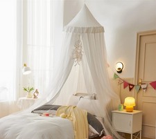 VETHIN Bed Canopy for with Lights,Double Layer Princess Round Dome Dreamy Mos...