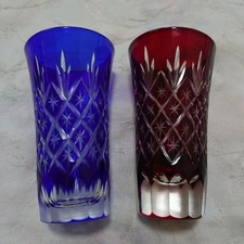 Elegant Cut Glass Tumbler Pair - 10.5cm Decorative Glassware