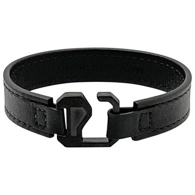 Montblanc Extreme Black Leather Bracelet, Size 68