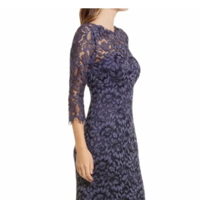 ELIZA J Lace Bateau Neck Mermaid Gown