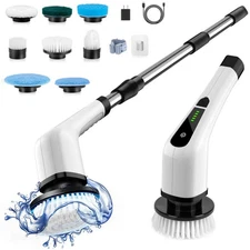 Electric Spin Scrubber Cordless Cleaning Brush 8 Attachments Bathroom Kitchen...
