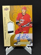 2018-19 UD Engrained #80 ANDREI SVECHNIKOV Rookie Patch RPA on Card Auto /35. rookie card picture