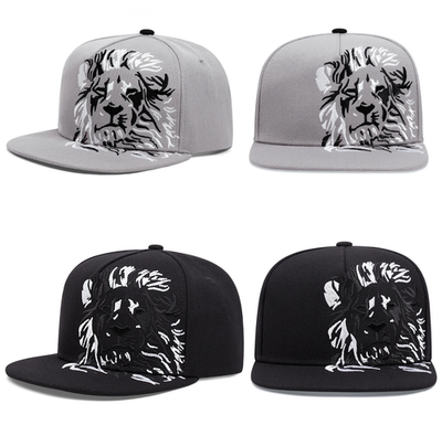 Lion Head Embroidery Snapback Hat Hip Hop Flat Brim Baseball Cap