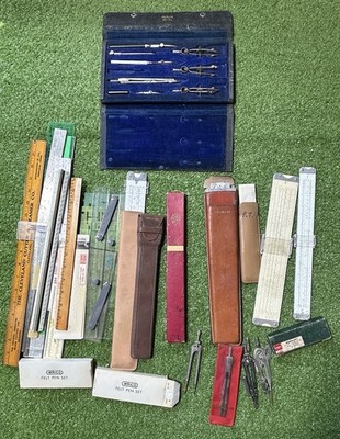 Large Lot of Vintage Drafting Tools Charvos Wrico Dietzgen POST Picken