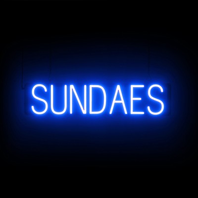 SpellBrite SUNDAES Sign | Neon Sundaes Sign Look, LED Light | 28.2'' x 6.3''
