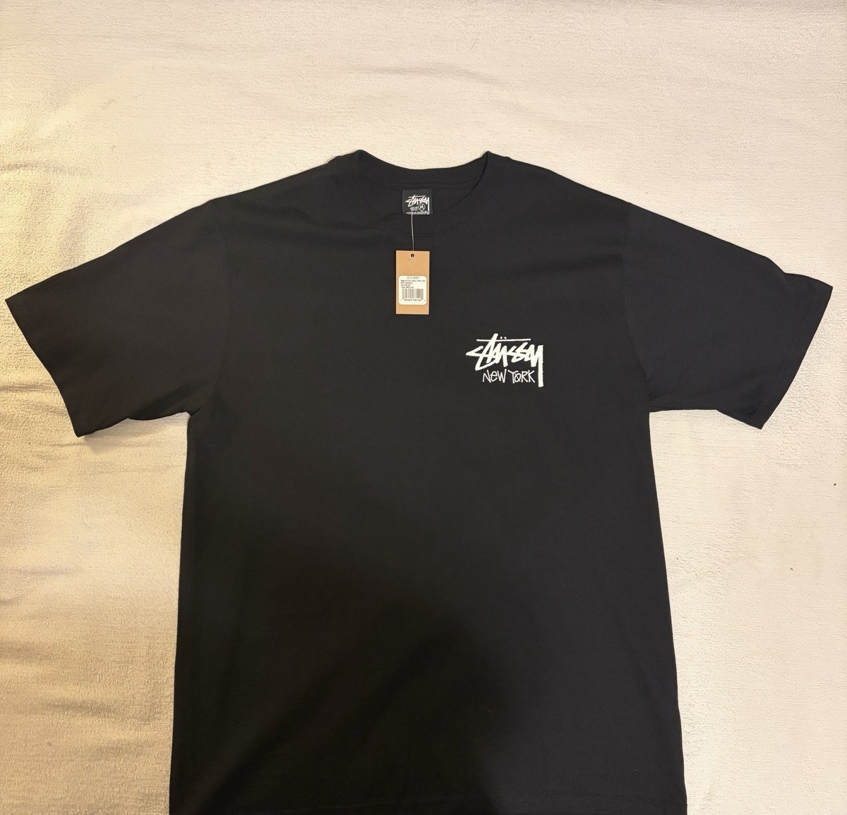 Stussy Stock New York Tee Black Cotton Logo Men
