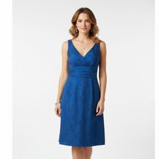 Ann Taylor Blue 100% Silk Sleeveless Dress 6