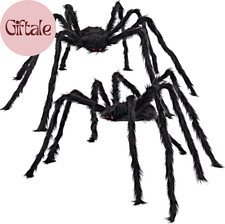 2 Pack 5 Ft Halloween Outdoor Decorations Hairy Black Spider, Scary Giant Spider