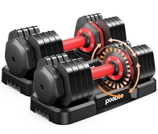 Pooboo W20240510 110LB Adjustable Dumbbells with Free Weight Rack Stand,