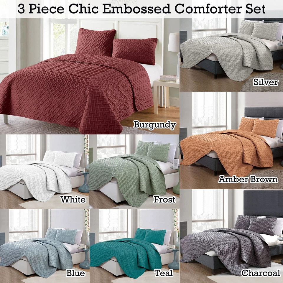 3 Piece Chic Embossed Comforter Set by Ramesses - QUEEN KING - Image 2 of 4
