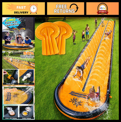 32ft Extra Long Water Slide for Kids & Adults, Inflatable Pool Slide with 2 Body