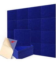 Pack de 12 acoustiques auto-adhésifs carrés en tissu bleu 9” x 9” x 0,4”