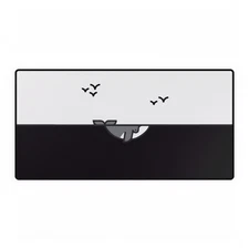 Minimalist Whale Scene Desk Mat for Home Office, Gaming Mat