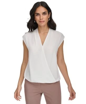 Calvin Klein Womens Cap Sleeve Faux-Wrap B 197383027448 XL RT $59.0 #1