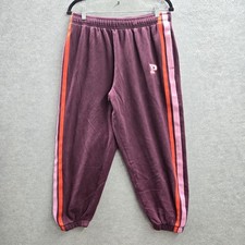 PINK Victoria's Secret Women Sweatpants L/G LARGE Purple Embroidered Fleece