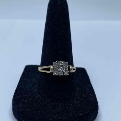 Ring 10 Karat Gold & Diamant 3-reihig Fassung Größe 7 2,3 g