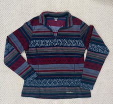 Eddie Bauer 1/4 Zip Pullover Fleece Sweater Women's Aztec Pattern - Size SMALL