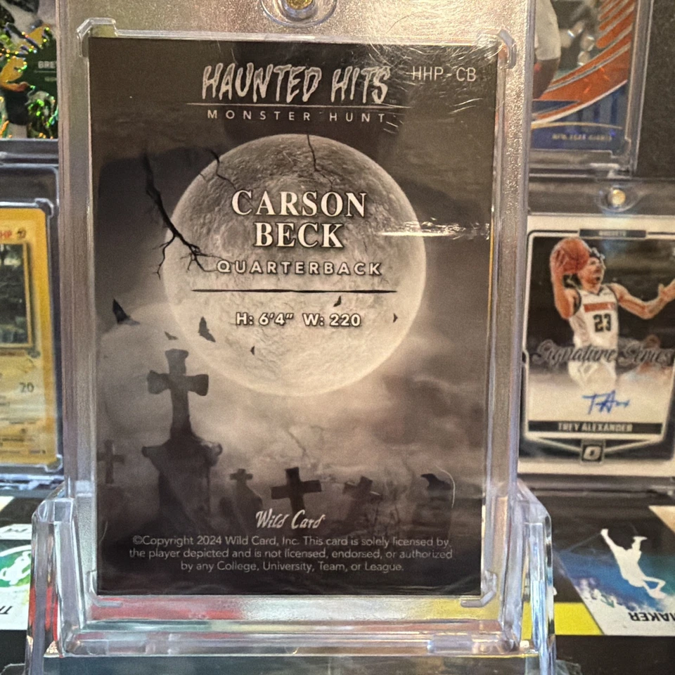Carson Beck 1/2 2024 Haunted Hits Monster Hunt #HHP-CB Pumpkin Holo PRC RC Foto 2 de 2