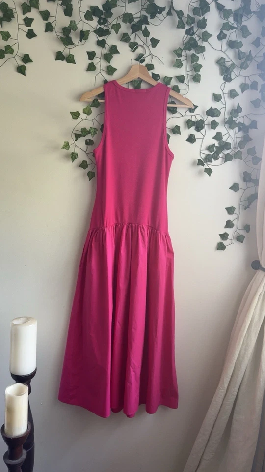 Pink Colored Aqua Mixed Media Drop Waist Dress In Size Large - Image 3 of 3
