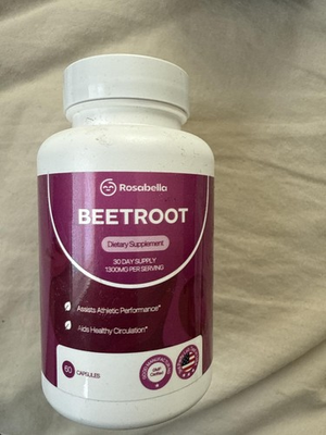 #ad Rosabella Organic Beetroot 1300mg Nitric Oxide Blood Pressure Support 60 Caps $11.99