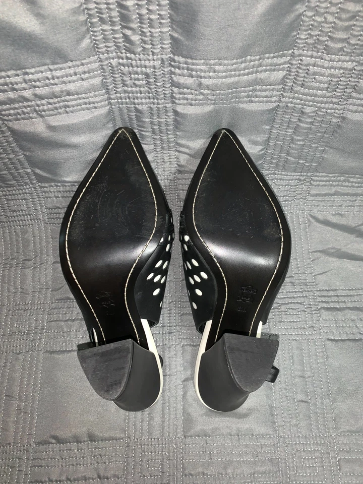 Tory Burch Polka Dot Heels Black White Slingback Pumps KAY Women’s Size 8M US - Image 4 of 4