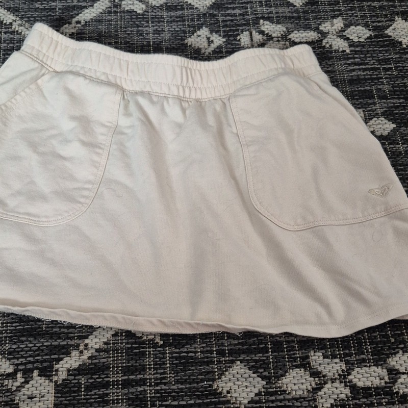 Roxy Girls Beige Cotton Knit Mini Skirt Pull-On Elastic Waist Logo L/G 12/14