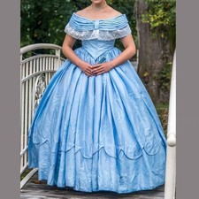 1890s Civil war Southern Belle Blue Ball Gown princess Victorian evening dresses