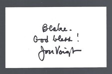 Jon Voight - Actor - Autographed 3x5 Index Card W/COA Personally inscribed. Jon Voight - Actor - Autographed 3x5 Index Card W/COA Personally inscribed.