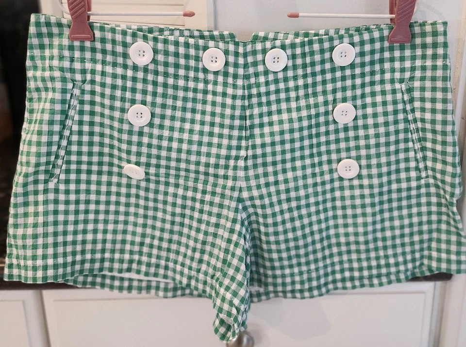 Pantalones cortos para mujer Max Studio nuevos con etiquetas verde y blanco guinga sin bandas cremallera lateral talla 10 Foto 3 de 4