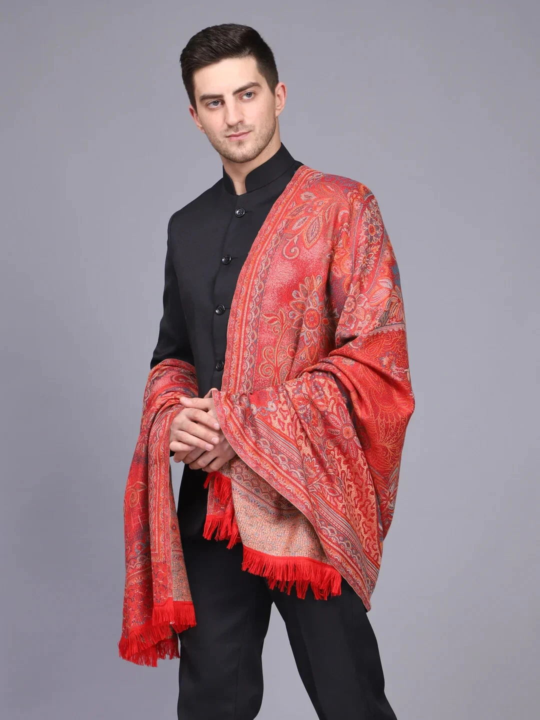 Man Oversize Meditation Shawl Hand Woven Blanket Wool Shawl or Wrap Scarf/Stole