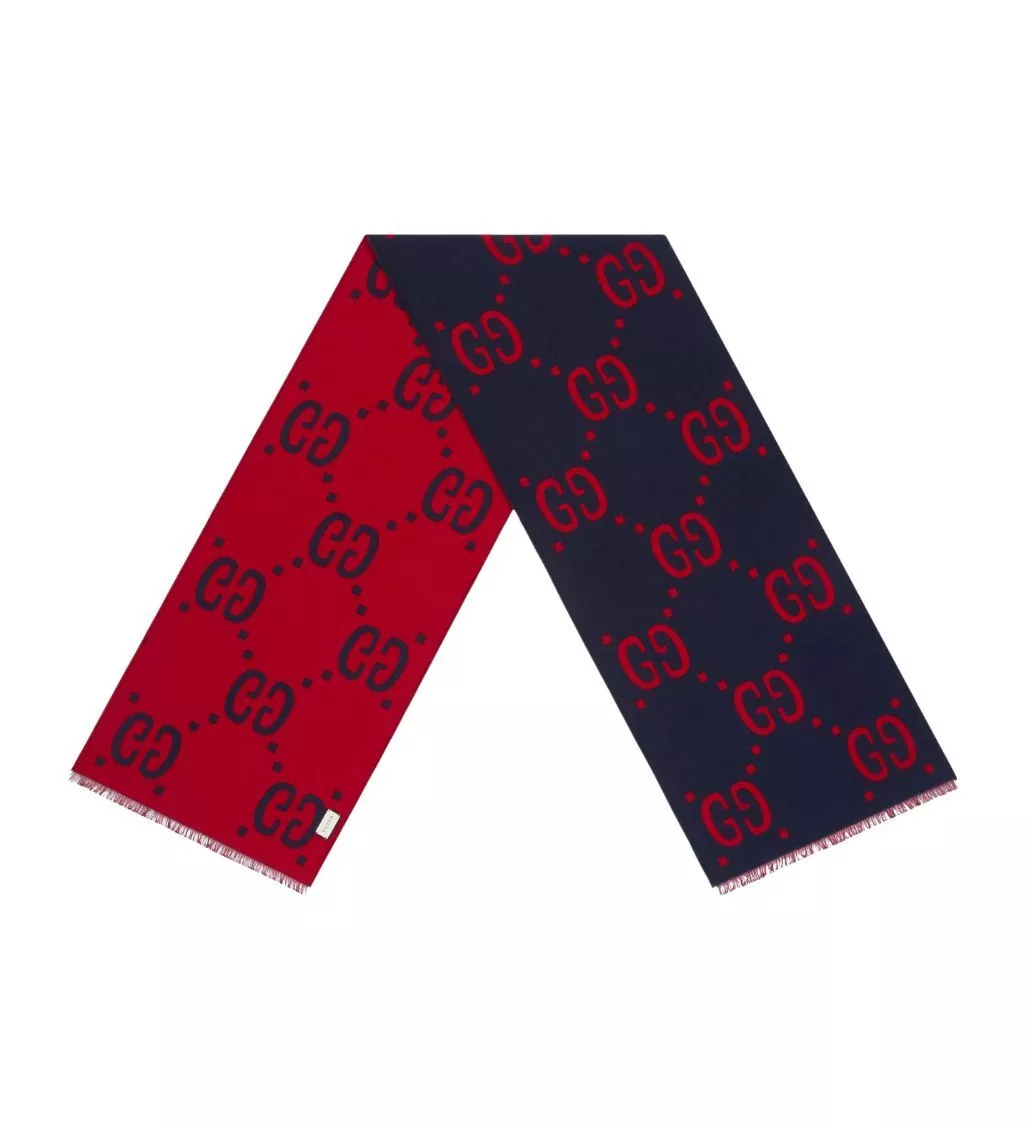 Foulard en laine jacquard et soie GG