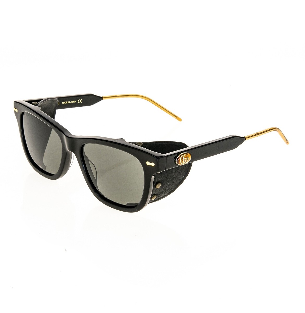GUCCI★素敵!GG0671S サングラス GUCCI Guilloché 0671 Black Stud Leather Blinker Unisex