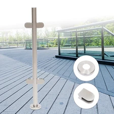 Stainless Steel Glass Balustrade Railing Post Glazing Pole Handrail Midpost 90cm